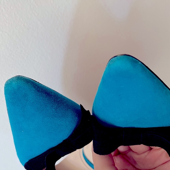 Prada Colorblock Flats Blue Suede Bow Size 38.5 - Picture 7 of 7